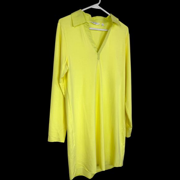 Candace Cameron Bure Collared Y-Neck Shirt Dress Sunny Lime Small NWOT Midi - Picture 2 of 11